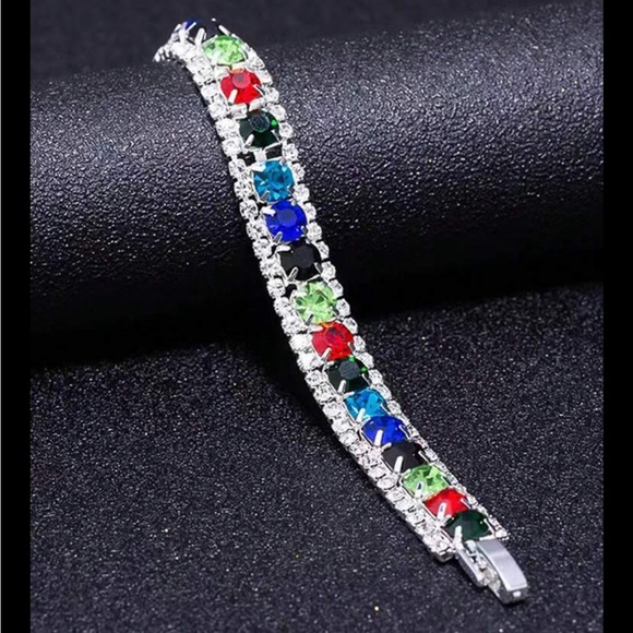 Swarovski Elements Multicolor Crystal Tennis Bracelet - Picture 4 of 7